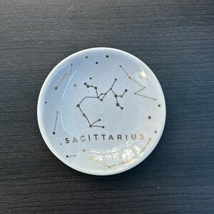 Like New Ceramic Sagittarius Jewelry Dish White With Gold Accents